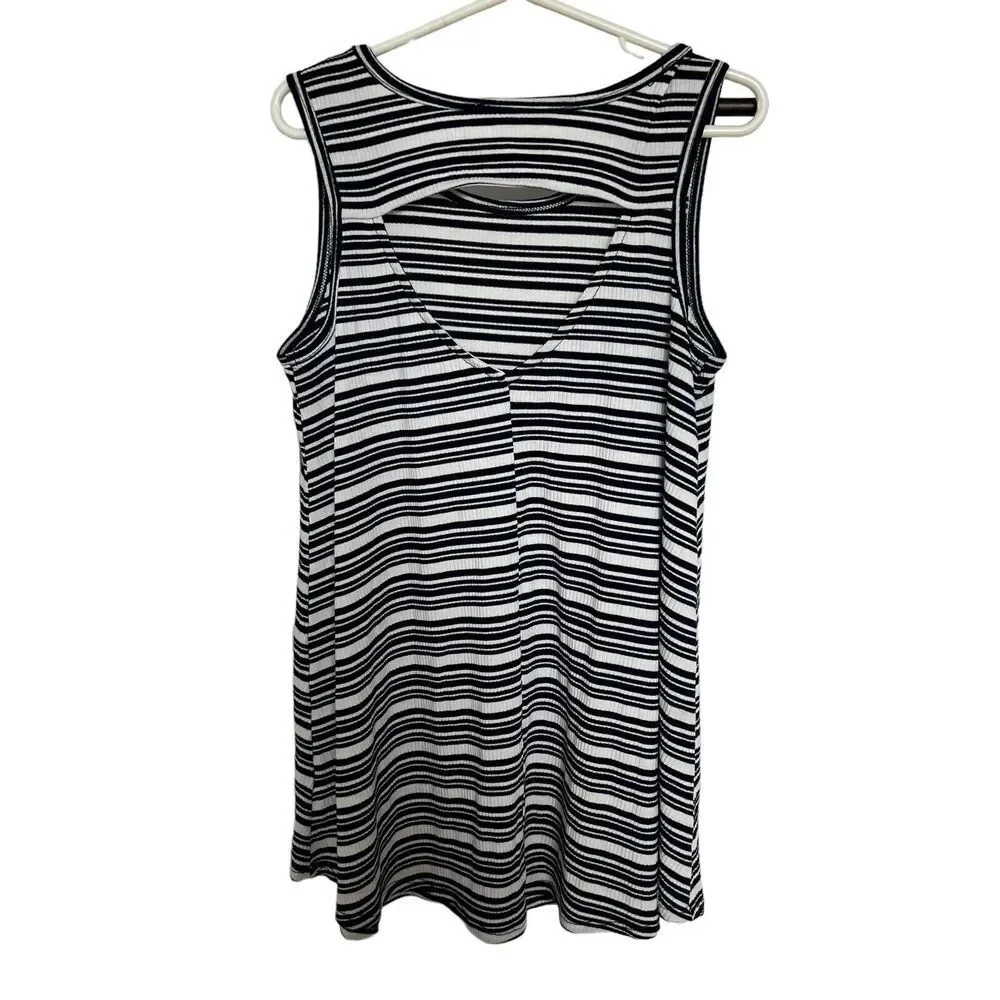 Le Lis Womens Tank Top Sleeveless Striped Cutout‎ S Black White